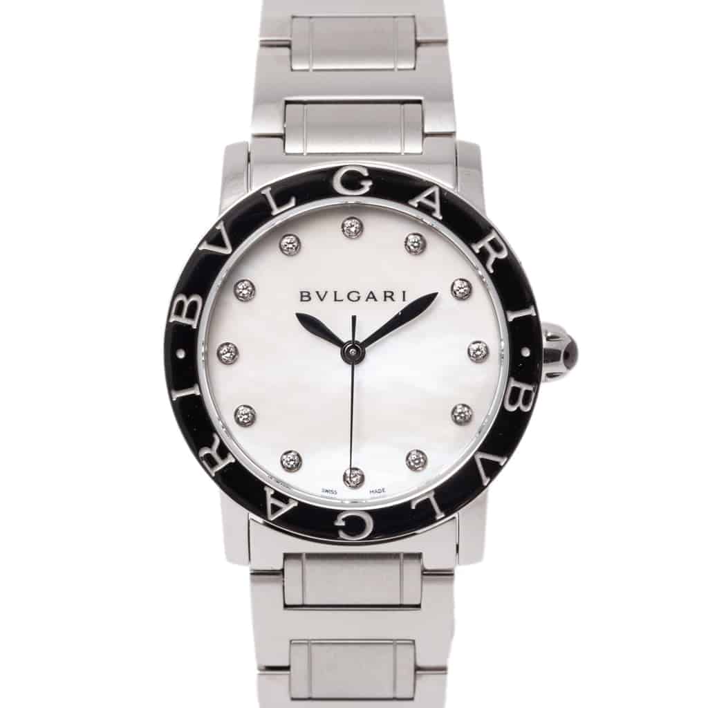 Bvlgari : Model BBL 33 S. 33mm Steel Case and White MOP Dial. SKU: 39285