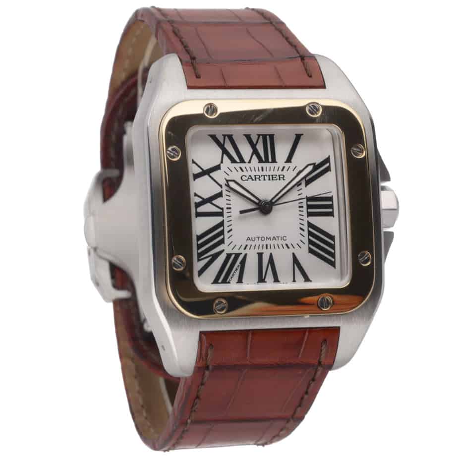 Cartier Santos 100: Model 2656. 38mm Steel & Yellow Gold Case and White ...