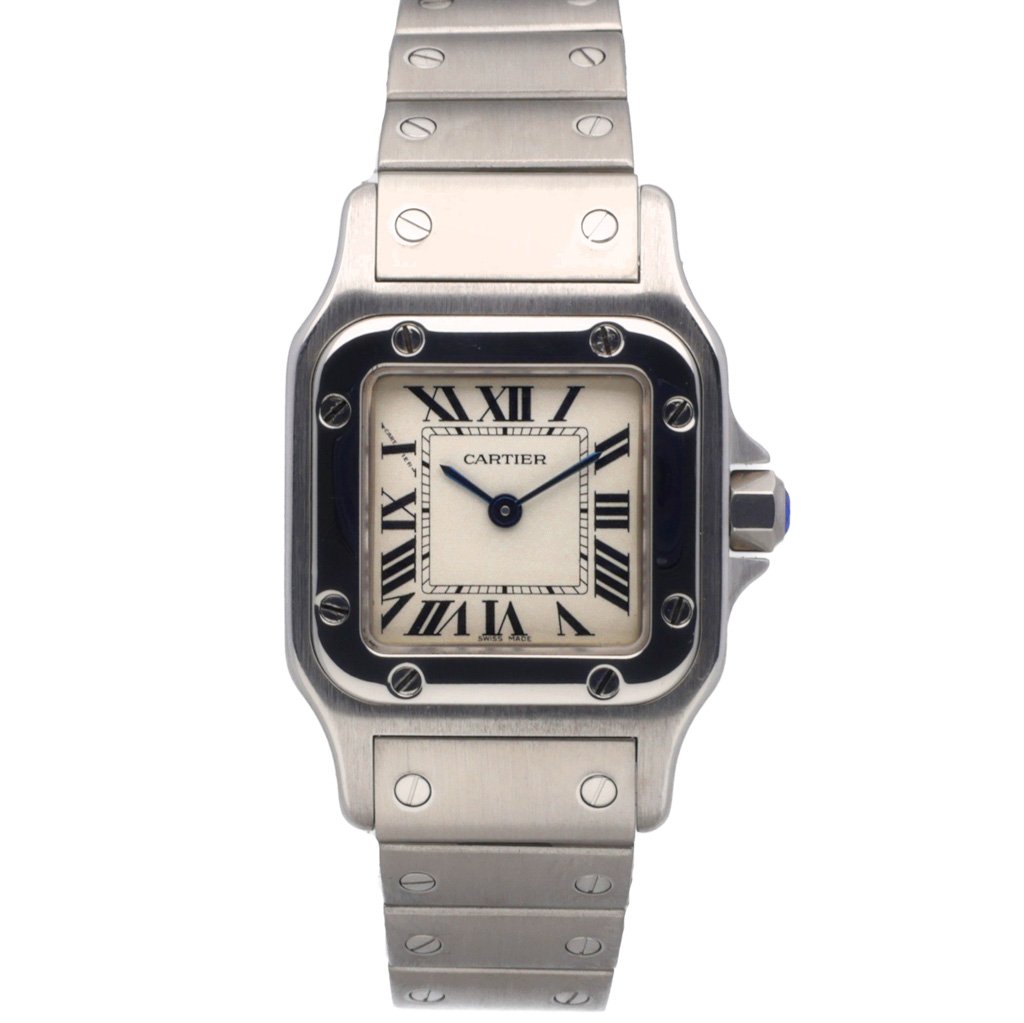 Cartier Santos: Model 1565. 24mm Steel Case and White Dial. SKU: 41984