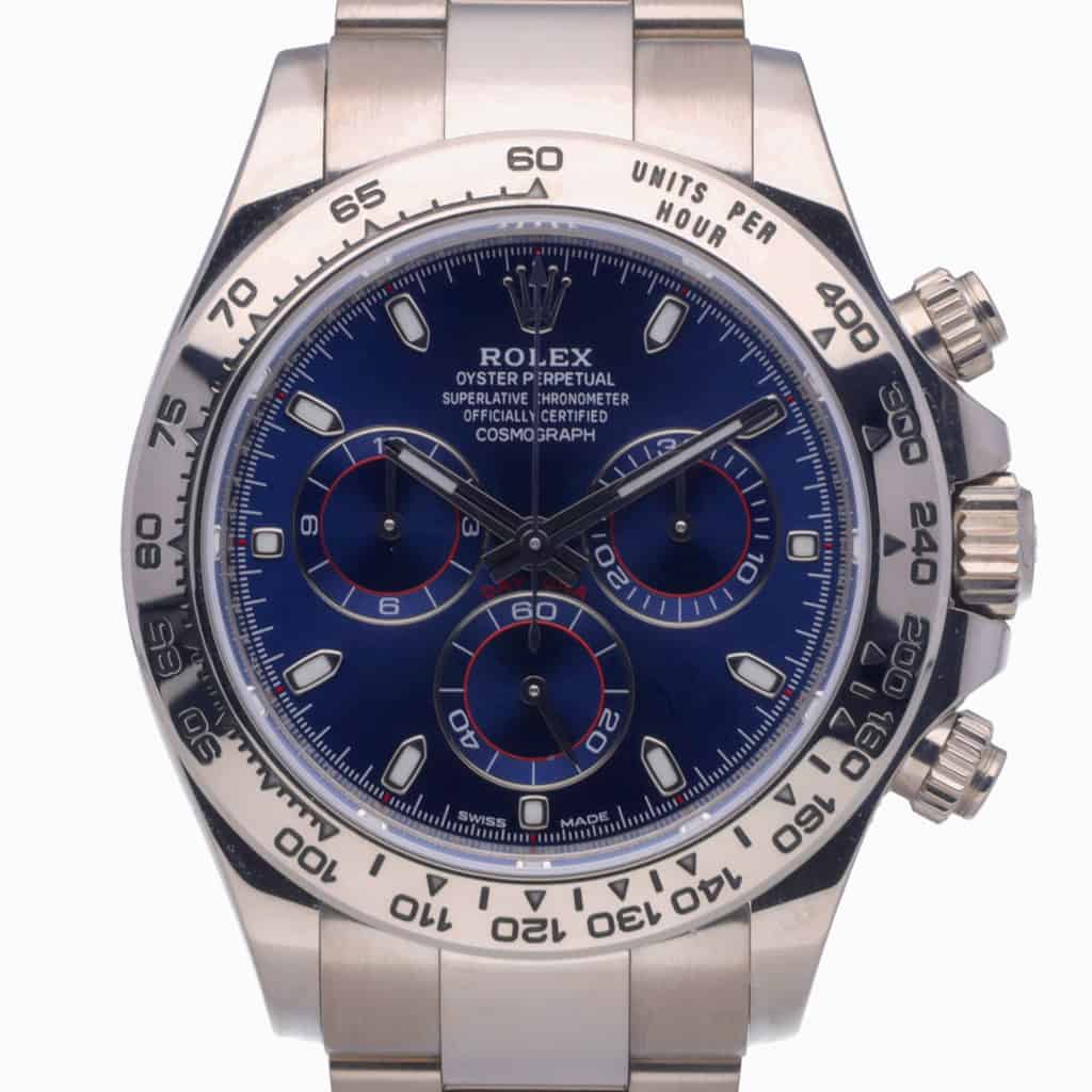 Rolex Daytona: Model 116509. 40mm 18ct White Gold Case and Blue Dial ...