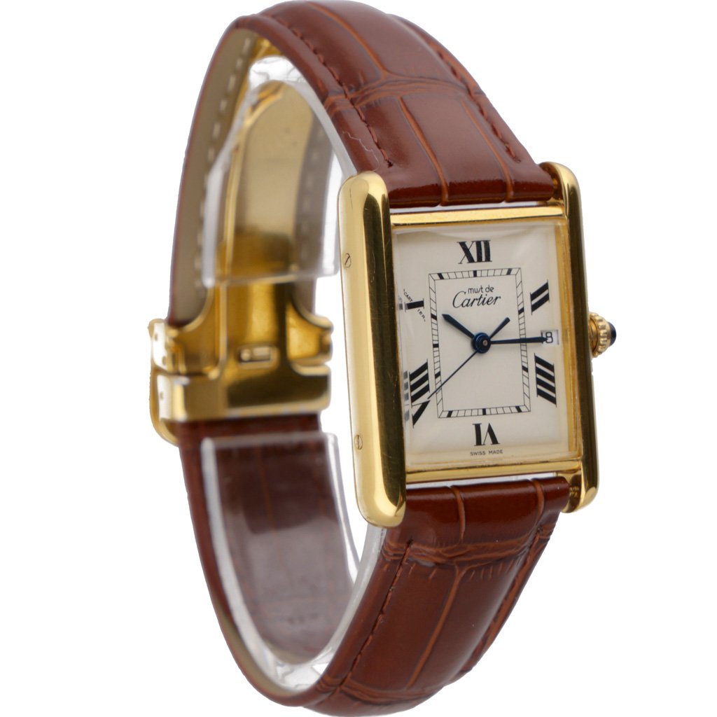 Cartier Tank: Model 2413. 25mm Silver Case and White Dial. SKU: 43546